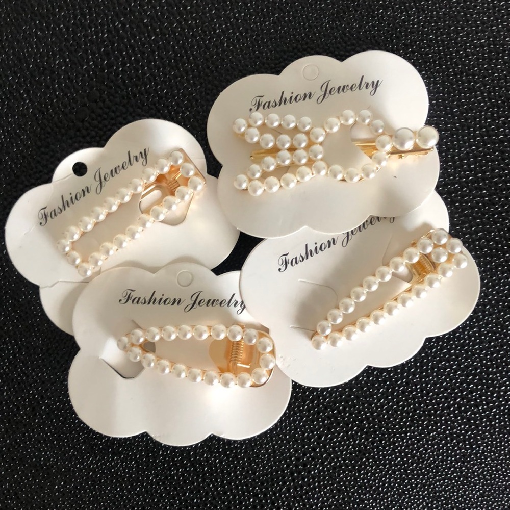 4 piece Set Pearl Barrettes Pearl Hair Clips